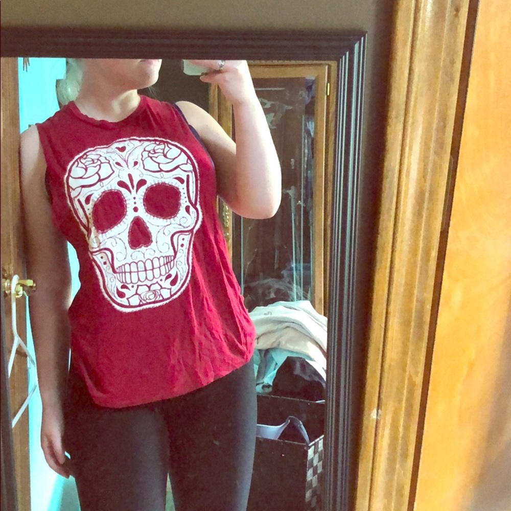 Red/ White Sugar Skull Tank